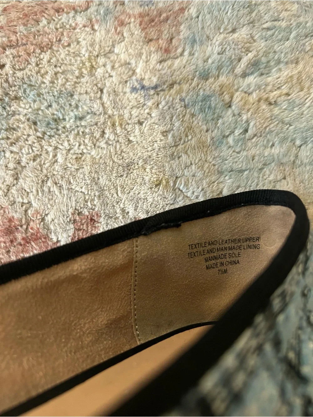 LOFT Black Tweed-Patterned Ballet Flats with Bow Trim